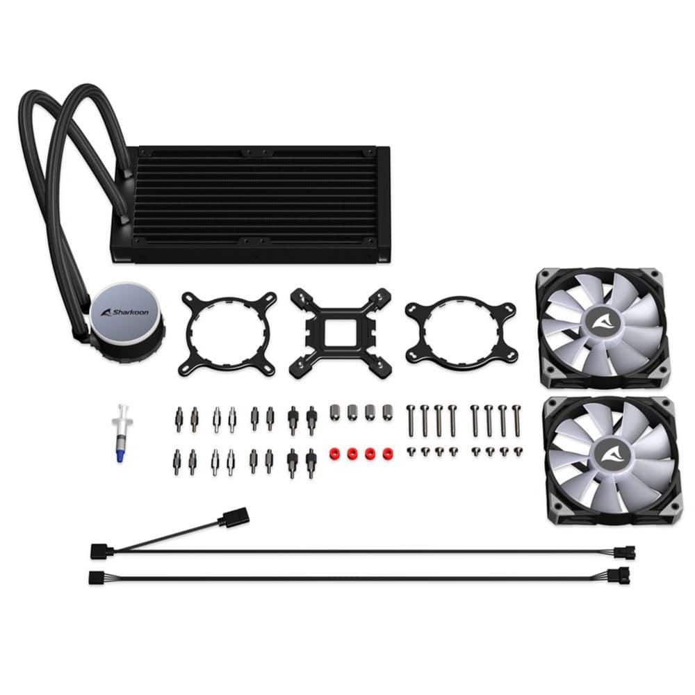 Sharkoon S70 rgb Computer behuizing, Processor Alles-in-één vloeistofkoeler 12 cm Zwart 1 stuk(s) – 14