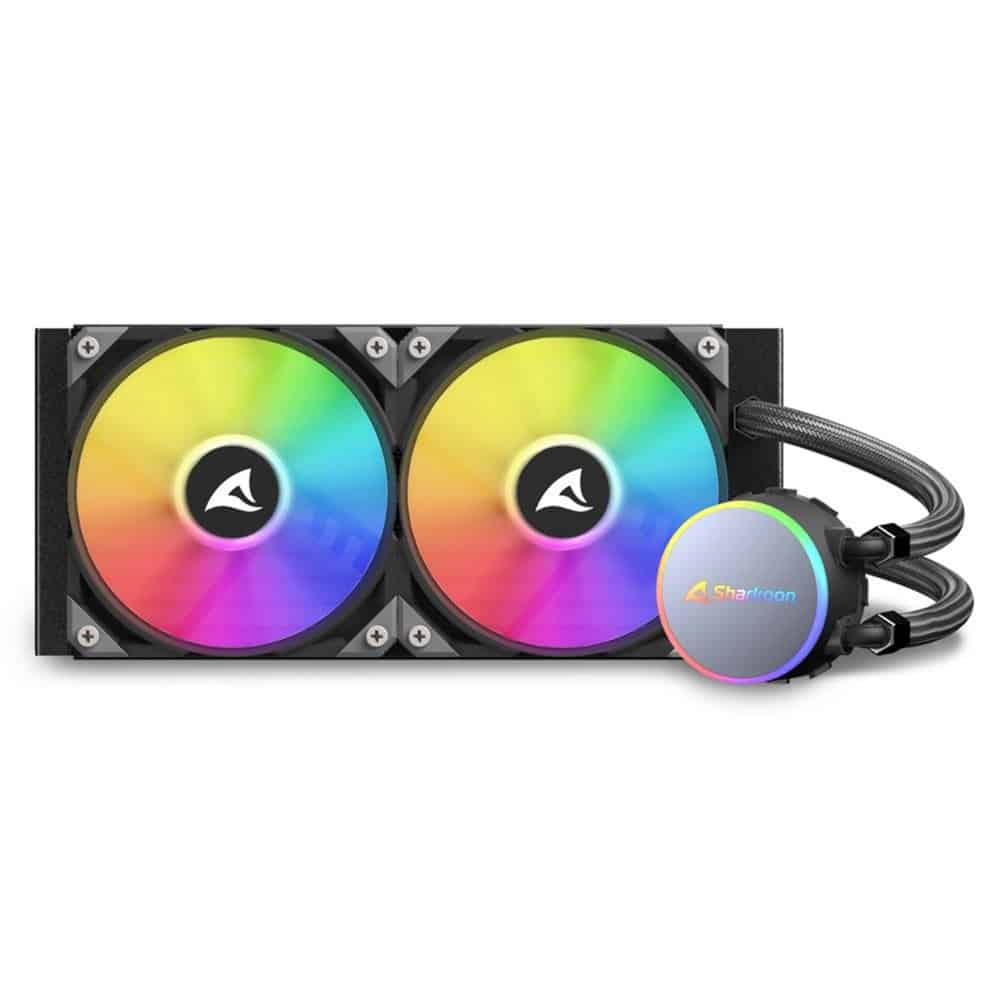 Sharkoon S70 rgb Computer behuizing, Processor Alles-in-één vloeistofkoeler 12 cm Zwart 1 stuk(s) – 8