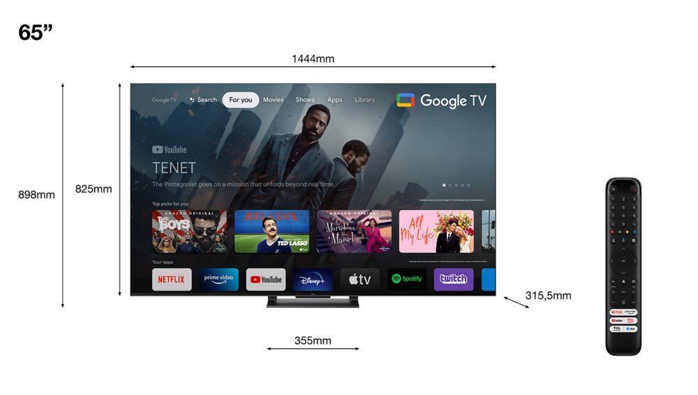TCL C74 Series 65C749 tv 165,1 cm (65″) 4K Ultra HD Smart TV Wifi Zwart 1000 cd/m² – 1 TCL C74 Series 65C749 tv 165,1 cm (65″) 4K Ultra HD Smart TV Wifi Zwart 1000 cd/m² – 1