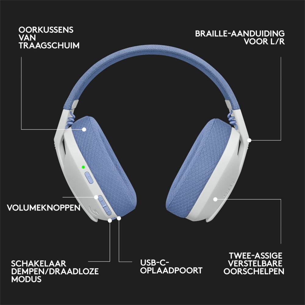 Logitech G G435 Headset Draadloos Hoofdband Gamen Bluetooth Wit – 13 Logitech G G435 Headset Draadloos Hoofdband Gamen Bluetooth Wit – 13