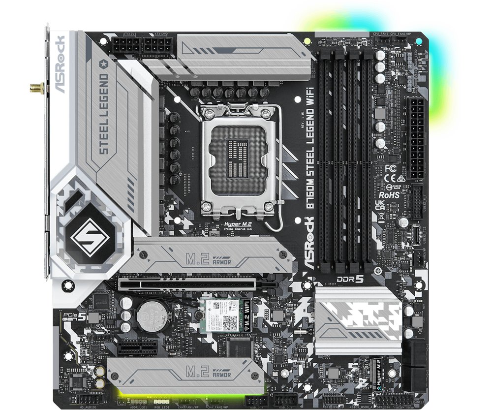 Asrock B760M Steel Legend WiFi | Socket LGA 1700 | Intel B760 | 4xDDR5 | Micro-ATX | Moederbord – 1