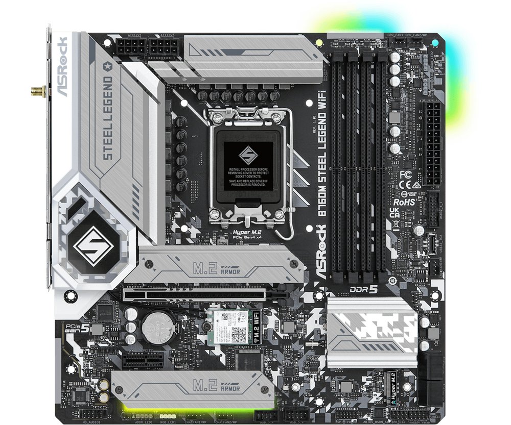 Asrock B760M Steel Legend WiFi | Socket LGA 1700 | Intel B760 | 4xDDR5 | Micro-ATX | Moederbord – 0