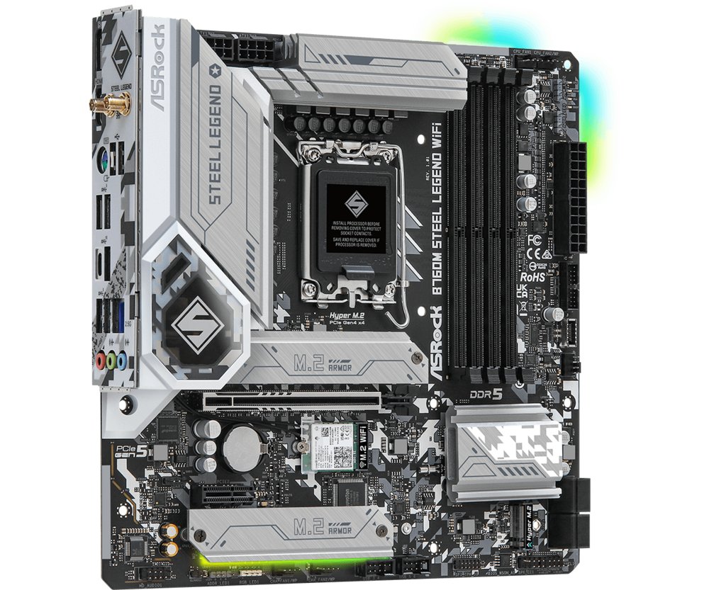 Asrock B760M Steel Legend WiFi | Socket LGA 1700 | Intel B760 | 4xDDR5 | Micro-ATX | Moederbord – 3