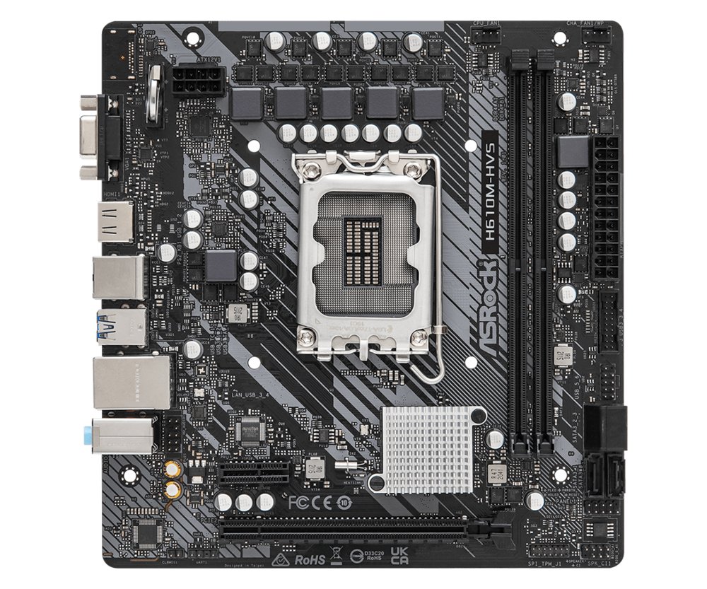 Asrock H610M-HVS Intel H610 | Socket LGA 1700 | Intel H610 | 2xDDR4 | Micro-ATX | Moederbord – 1