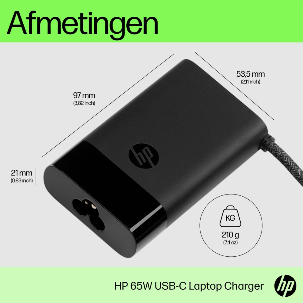 HP 671R2AA | USB-C Notebook Lader | 65 Watt – 7