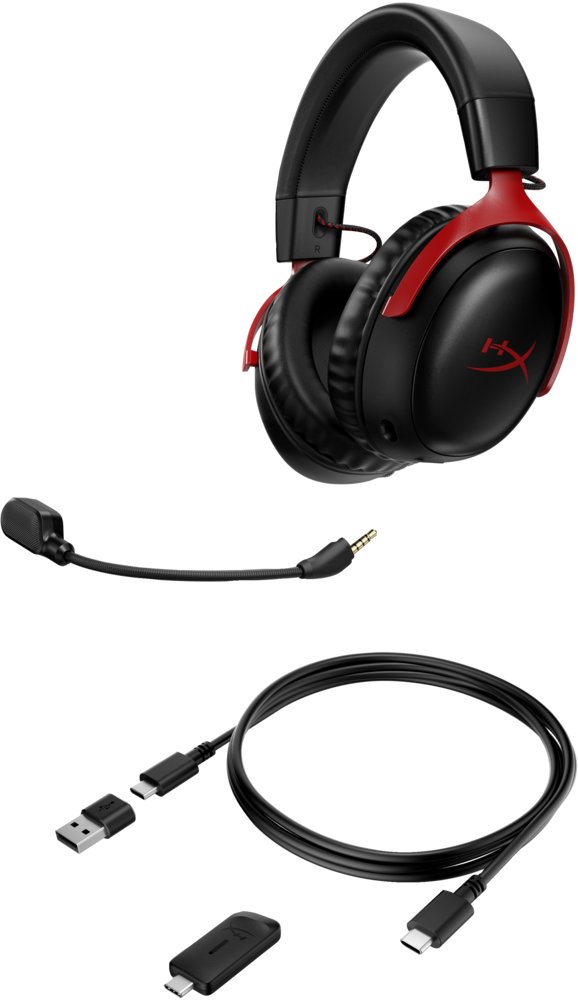 HyperX Cloud III | Draadloze Over-ear Gaming Headset | USB-A & USB-C Receiver | Zwart/Rood – 5 HyperX Cloud III | Draadloze Over-ear Gaming Headset | USB-A & USB-C Receiver | Zwart/Rood – 5