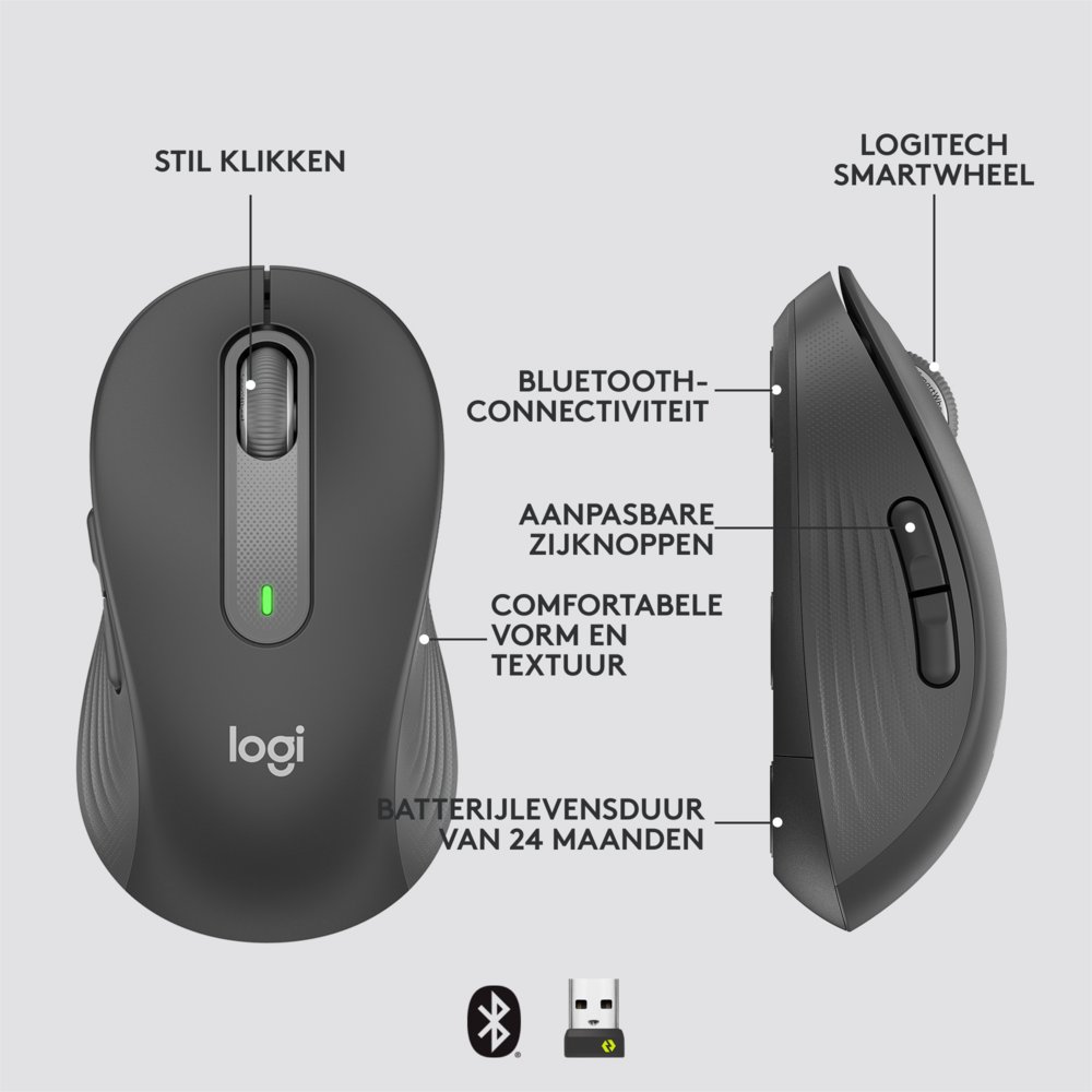 Logitech Signature M650 for Business | Draadloze Muis | Rechtshandig | RF + Bluetooth | 4000 DPI | Grafiet – 11 Logitech Signature M650 for Business | Draadloze Muis | Rechtshandig | RF + Bluetooth | 4000 DPI | Grafiet – 11