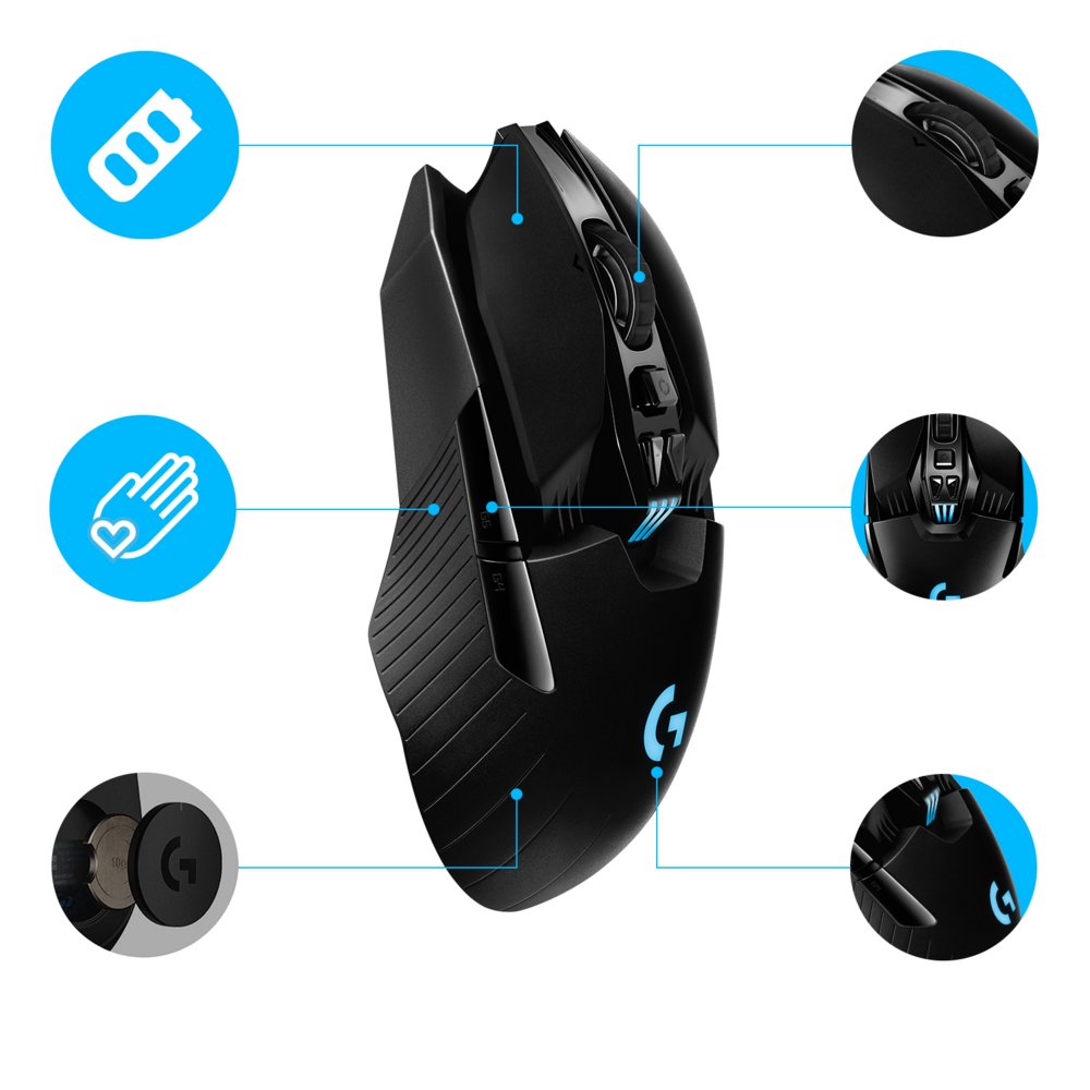 Logitech G903 Lightspeed | Ambidextrous Draadloze Gaming Muis | RF-Draadloos + USB-A | 25.600 DPI | Zwart – 5