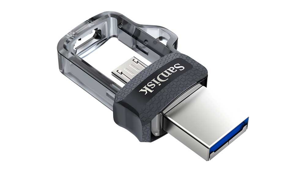 SanDisk Ultra Dual m3.0 USB flash drive 32 GB USB Type-A / Micro-USB 3.2 Gen 1 (3.1 Gen 1) Zwart, Zilver, Transparant – 1
