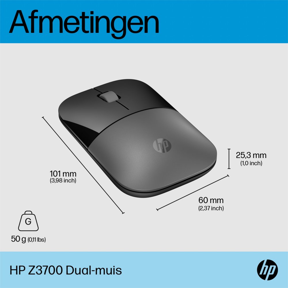 HP Z3700 Dual | Draadloze Muis | Links- en Rechtshandig | RF + Bluetooth | Zwart/Zilver – 5