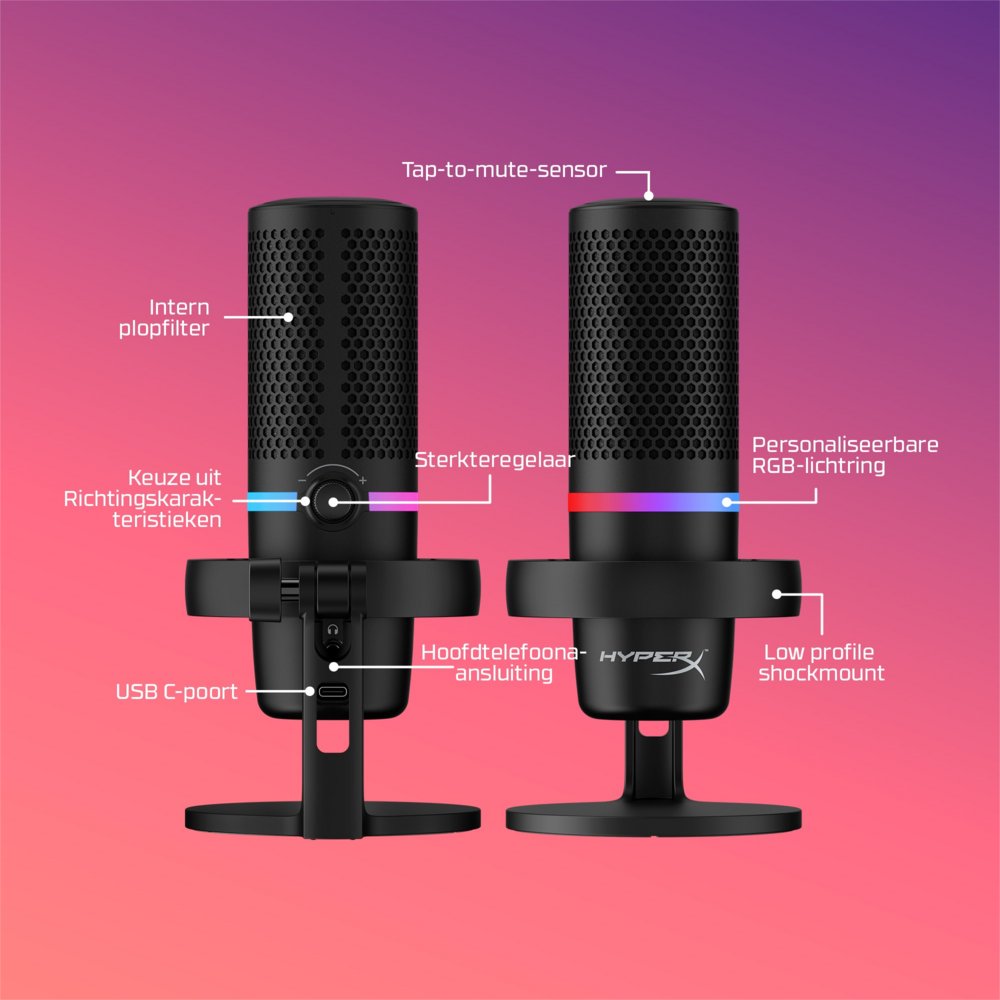 HyperX DuoCast | USB-microfoon | RGB-verlichting | Voor pc en console | Zwart – 7 HyperX DuoCast | USB-microfoon | RGB-verlichting | Voor pc en console | Zwart – 7