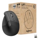 Logitech Lift for Business | Ergonomische Draadloze Muis | Rechtshandig | RF + Bluetooth | 4000 DPI | Grafiet