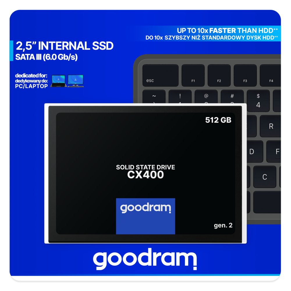 Goodram CX400 | 512GB SATA SSD | 2.5” | 550MB/s Lezen | 500MB/s Schrijven – 7 Goodram CX400 | 512GB SATA SSD | 2.5” | 550MB/s Lezen | 500MB/s Schrijven – 7