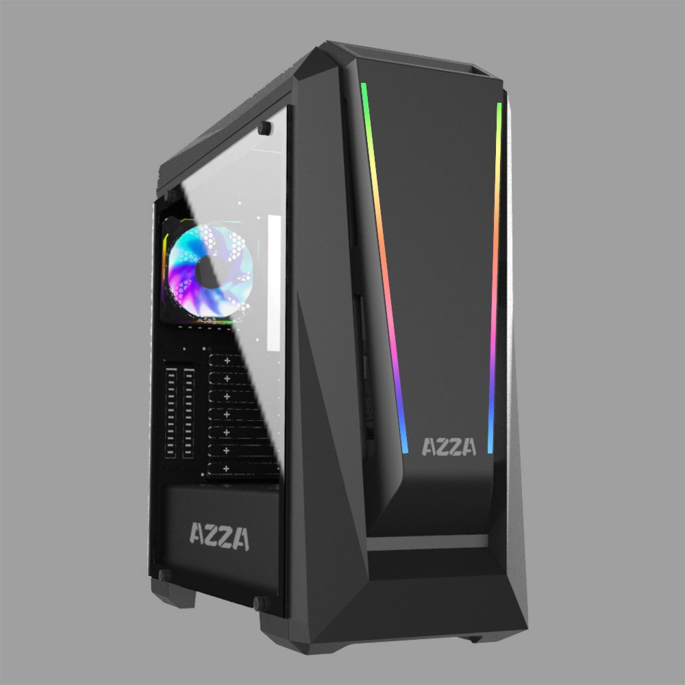 Azza Chroma 410A RGB | Midi Tower Case | Zwart – 1 Azza Chroma 410A RGB | Midi Tower Case | Zwart – 1