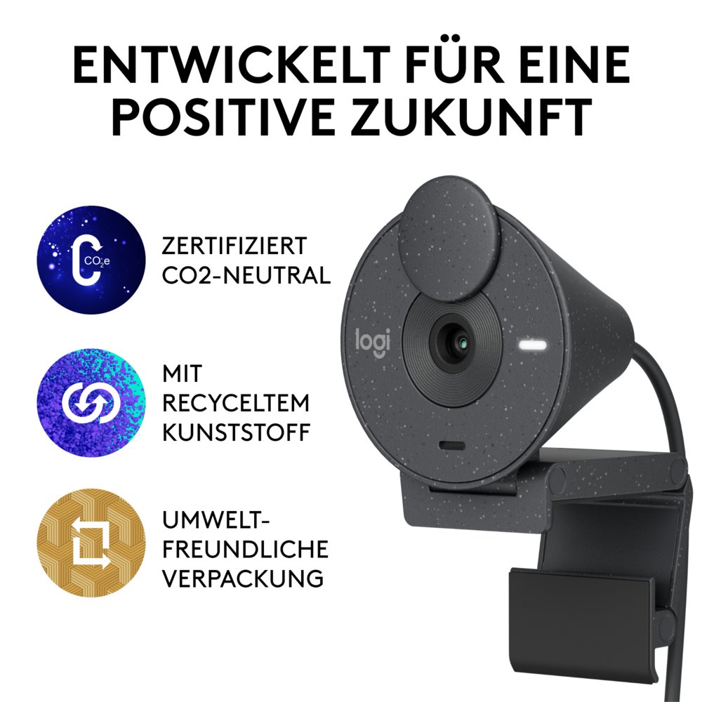 Logitech Brio 300 | 1080P 30FPS USB-C Webcam met Microfoon – 12