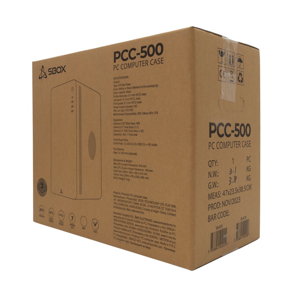 SBOX PCC-500 | Micro Tower Case | Zwart | Zonder PSU – 6 SBOX PCC-500 | Micro Tower Case | Zwart | Zonder PSU – 6