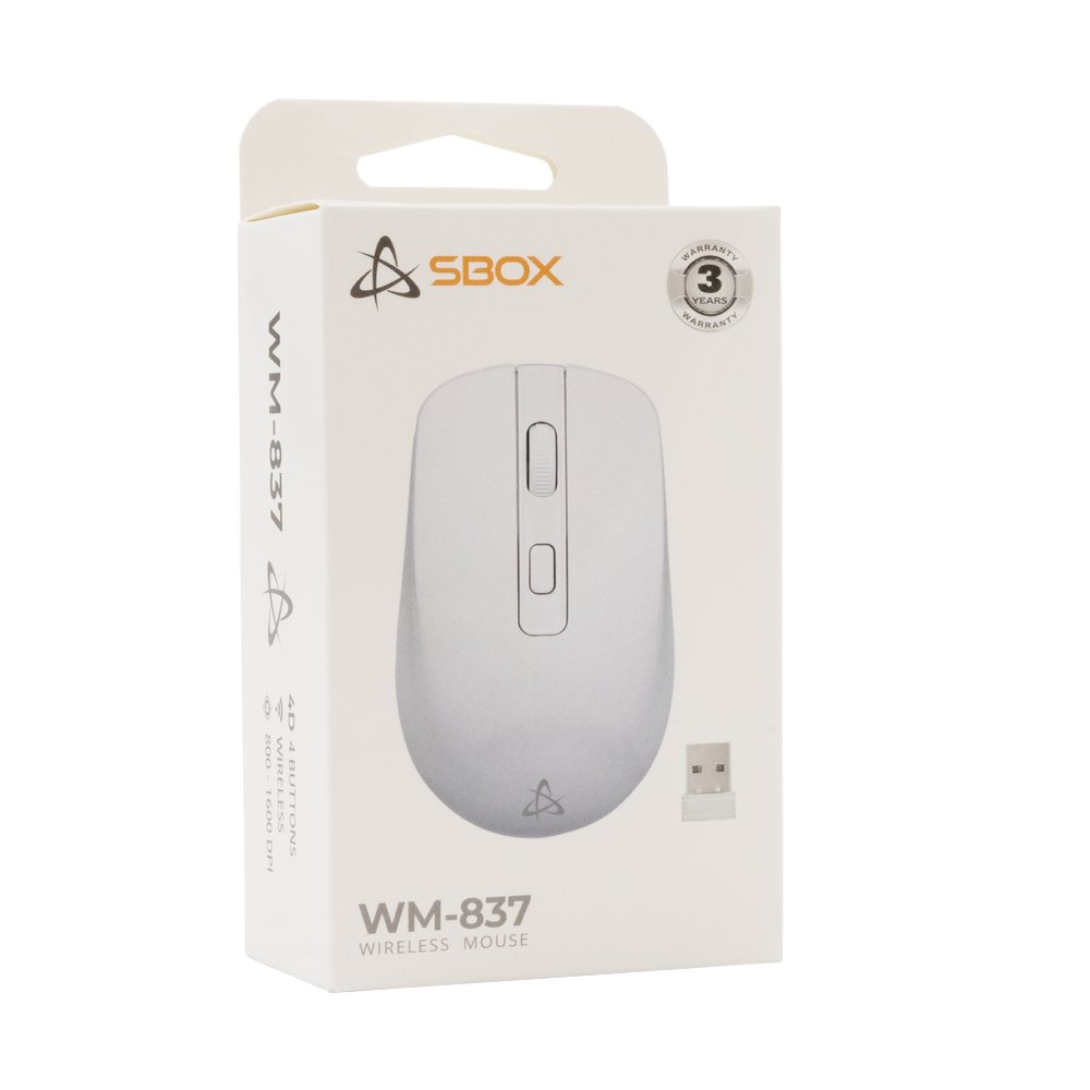 SBOX WM-837W | Draadloze Muis | Links- en Rechtshandig | RF | 1600 DPI | Wit – 5 SBOX WM-837W | Draadloze Muis | Links- en Rechtshandig | RF | 1600 DPI | Wit – 5