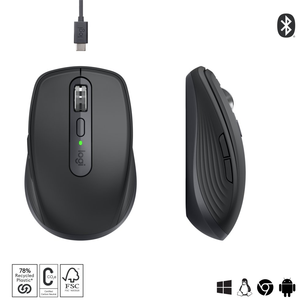 Logitech MX Anywhere 3S | Draadloze Muis | Rechtshandig | RF + Bluetooth | 8000 DPI | Grafiet – 2 Logitech MX Anywhere 3S | Draadloze Muis | Rechtshandig | RF + Bluetooth | 8000 DPI | Grafiet – 2