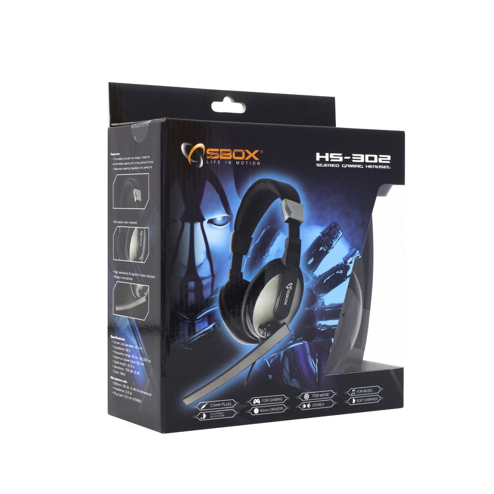 SBOX HS-302 | On-Ear Gaming Headset 3,5mm Connector | Zwart/Grijs – 4 SBOX HS-302 | On-Ear Gaming Headset 3,5mm Connector | Zwart/Grijs – 4