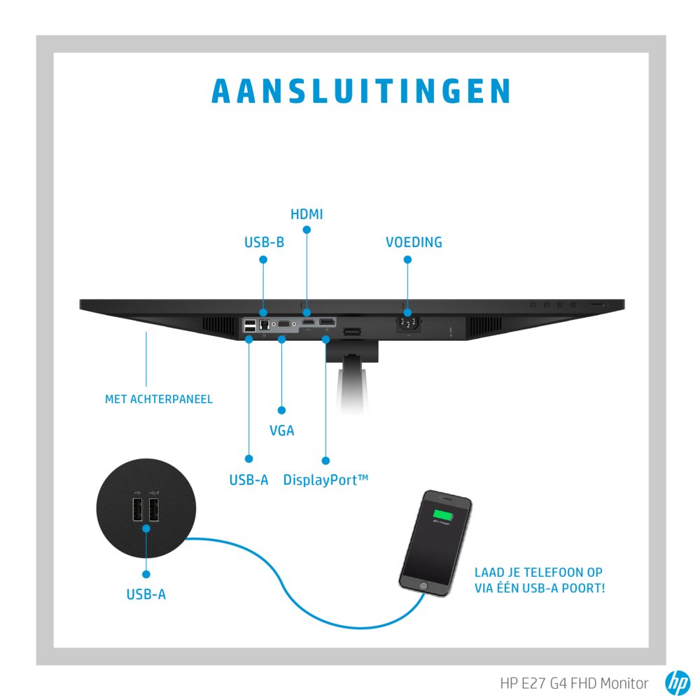 HP E-Series E27 G4 27″ | 1920×1080 IPS | 60Hz | Full HD Monitor | Zwart – 14