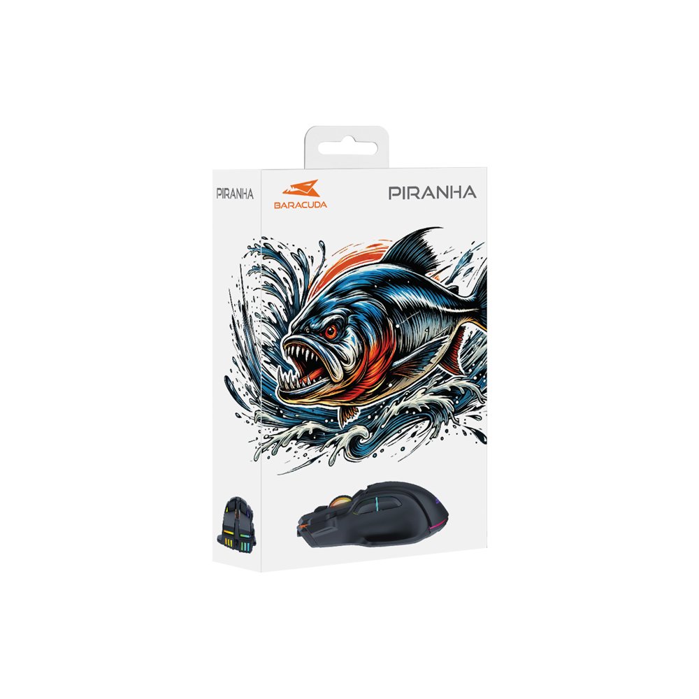 Baracuda PIRANHA RGB | Bedrade Gaming Muis | USB-A | 7200 DPI | Zwart – 4