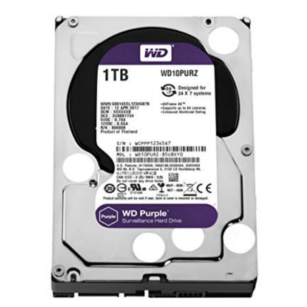 Western Digital Purple | 1000GB (1TB) 3.5″ HDD | SATA III | 5400 rpm | Voor Surveillance – 0 Western Digital Purple | 1000GB (1TB) 3.5″ HDD | SATA III | 5400 rpm | Voor Surveillance – 0