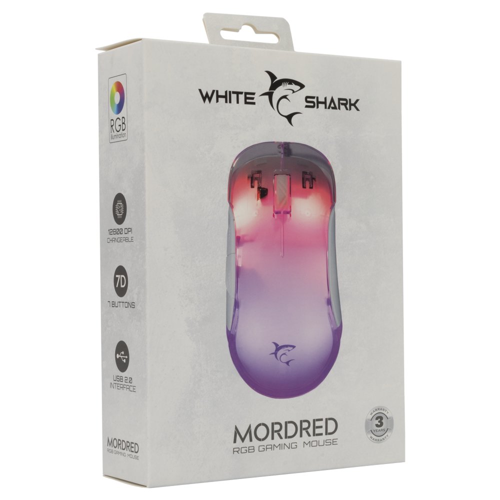 White Shark Mordred-W | Gaming Muis | 825 Chipset | RGB Verlichting | 12.800 DPI | Wit – 1