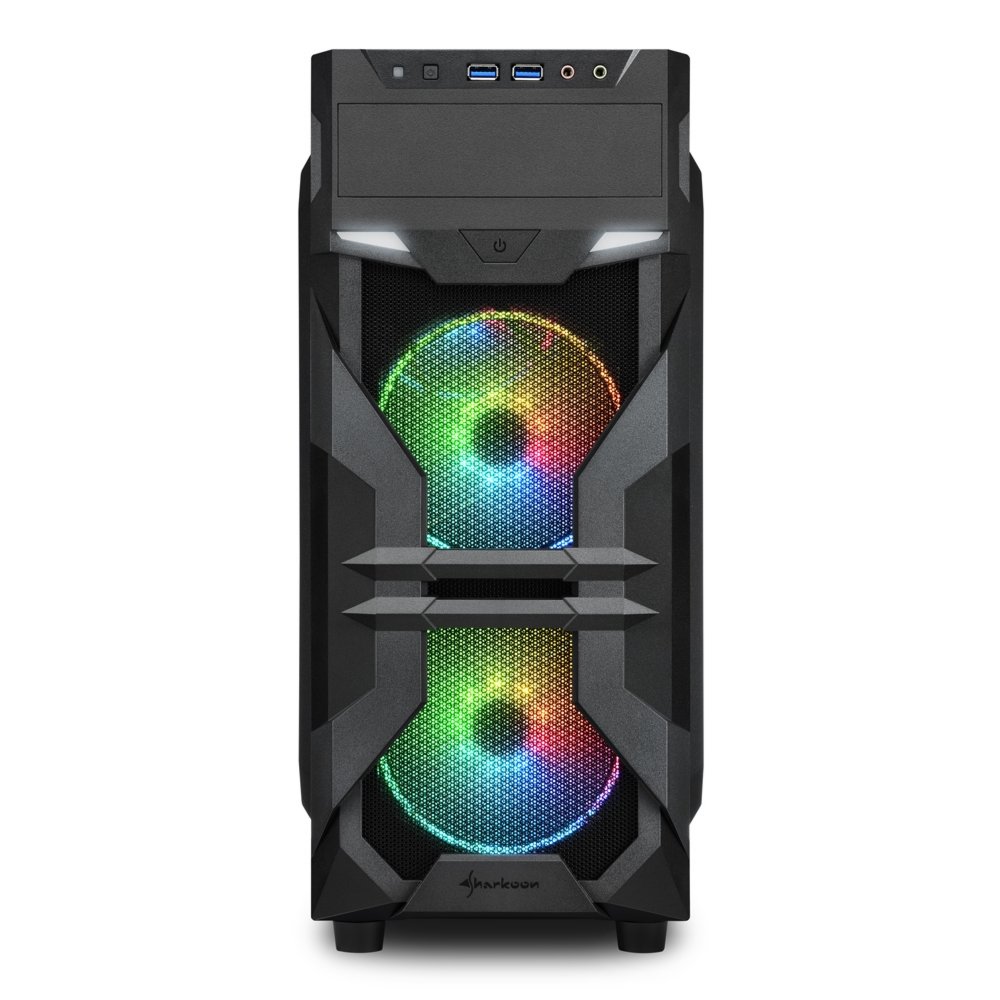 Sharkoon VG7-W RGB | Midi Tower Behuizing | Zwart | Met RGB-verlichting en Acryl Zijpaneel – 1 Sharkoon VG7-W RGB | Midi Tower Behuizing | Zwart | Met RGB-verlichting en Acryl Zijpaneel – 1