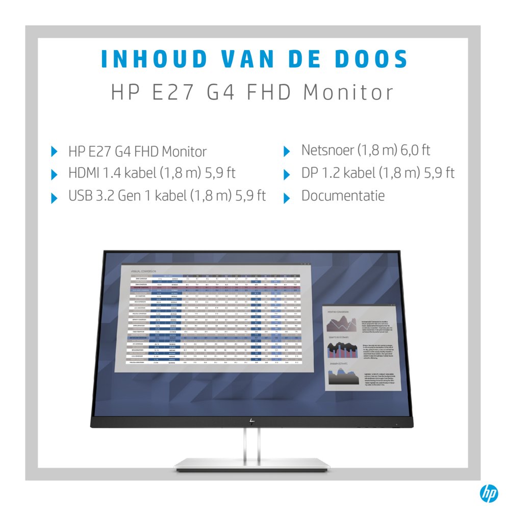HP E-Series E27 G4 27″ | 1920×1080 IPS | 60Hz | Full HD Monitor | Zwart – 12