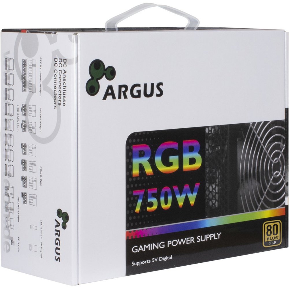 Inter-Tech Argus RGB-750W CM II | 750 Watt Gold ATX PSU | Deels Modulair | Power Supply | Voeding – 2 Inter-Tech Argus RGB-750W CM II | 750 Watt Gold ATX PSU | Deels Modulair | Power Supply | Voeding – 2