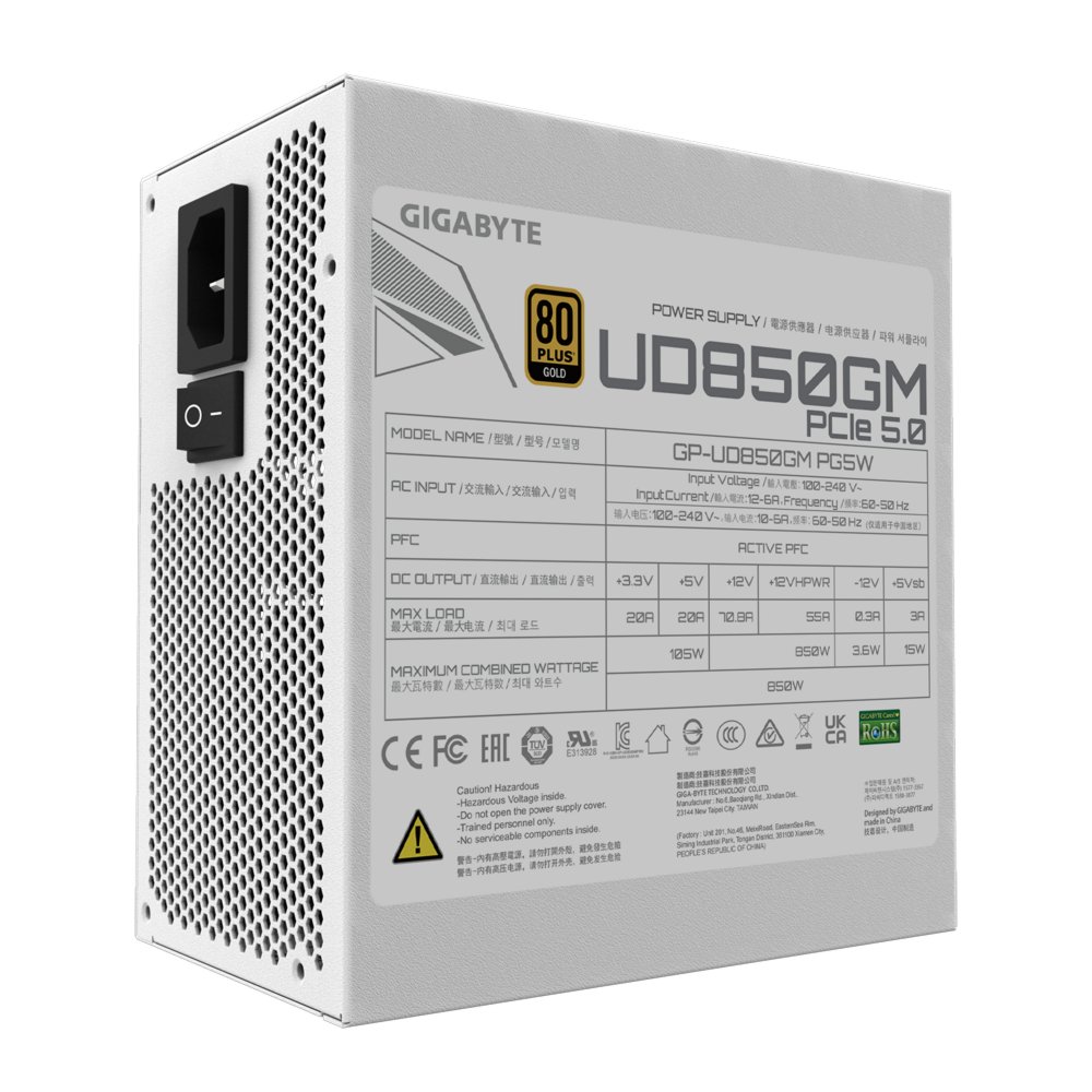 GIGABYTE UD850GM PG5W | 850 Watt Gold ATX 3.0 PSU | Modulair | Power Supply | Voeding – 1