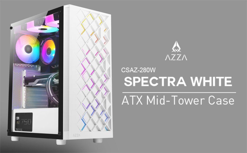 Azza Spectra RGB | Midi Tower Case | Wit – 1 Azza Spectra RGB | Midi Tower Case | Wit – 1