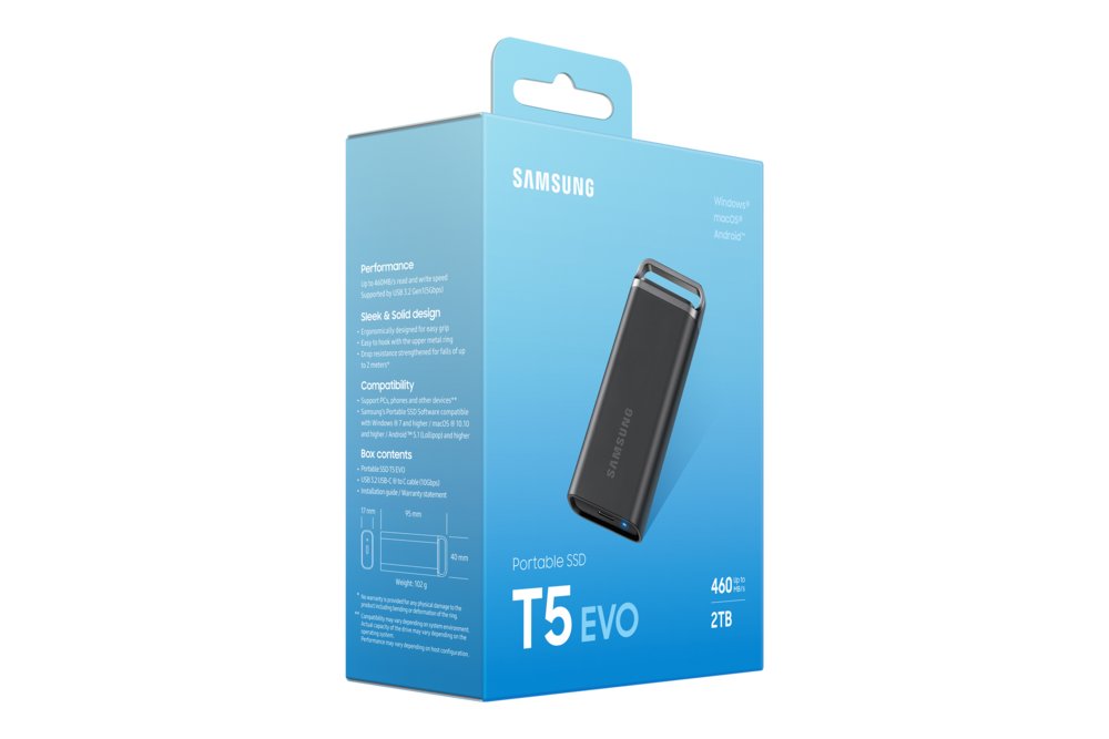 Samsung T5 EVO | Externe SSD | 2TB | USB 3.2 Gen 1 | 460MB/s | Zwart | Compact & Draagbaar – 10 Samsung T5 EVO | Externe SSD | 2TB | USB 3.2 Gen 1 | 460MB/s | Zwart | Compact & Draagbaar – 10