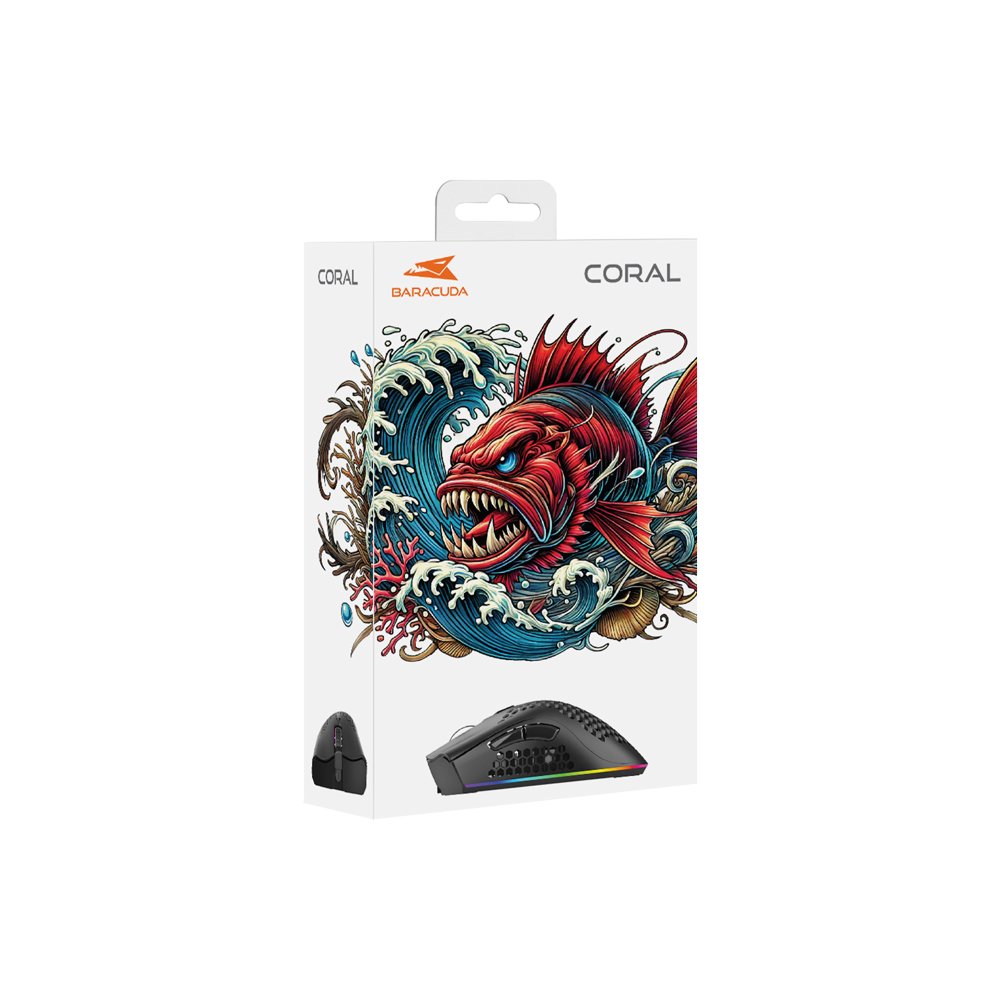 Baracuda CORAL RGB | Bedrade Gaming Muis | USB-A | 12800 DPI | Zwart – 4