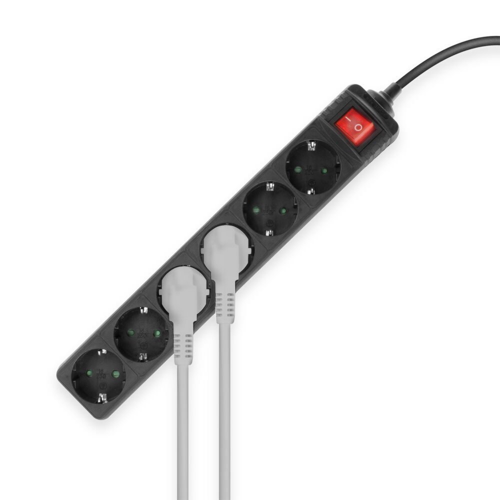 ACT AC2465 | Stekkerdoos | 6 Stopcontacten | 3 m | Binnen | Zwart – 1