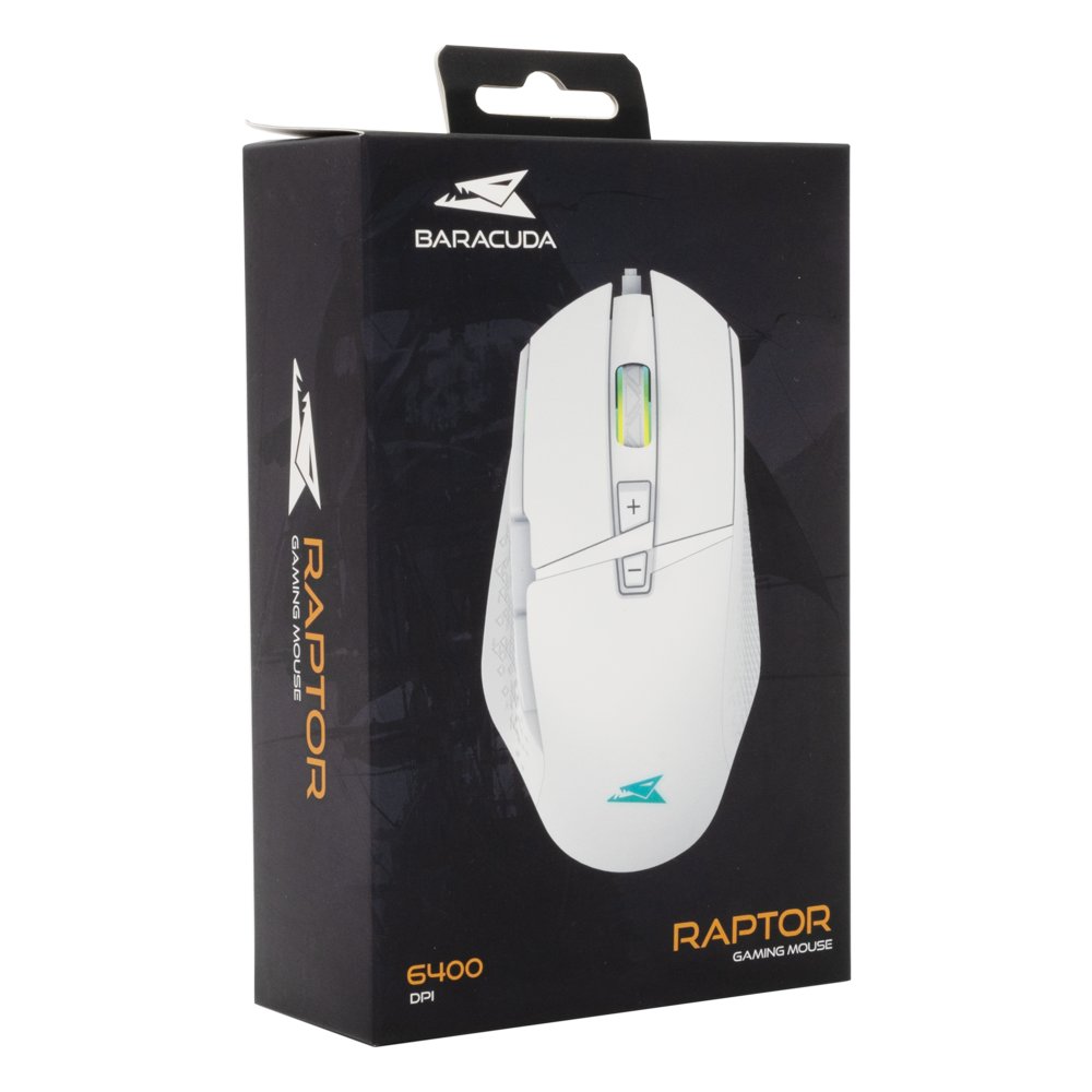 Baracuda RAPTOR RGB | Bedrade Gaming Muis | USB-A | 6400 DPI | Wit – 6