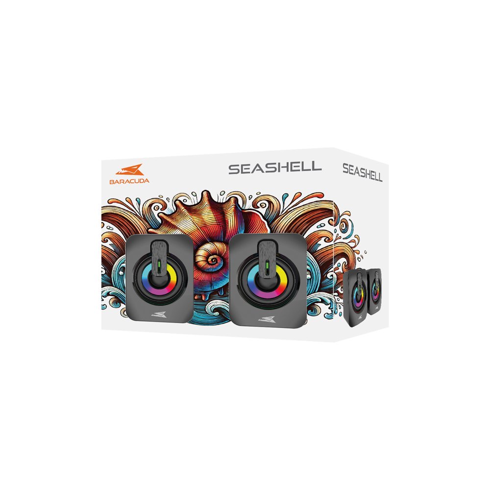 Baracuda SEASHELL Rainbow | 2.0 Stereo Luidsprekerset USB | 2x3000mW | Zwart – 8
