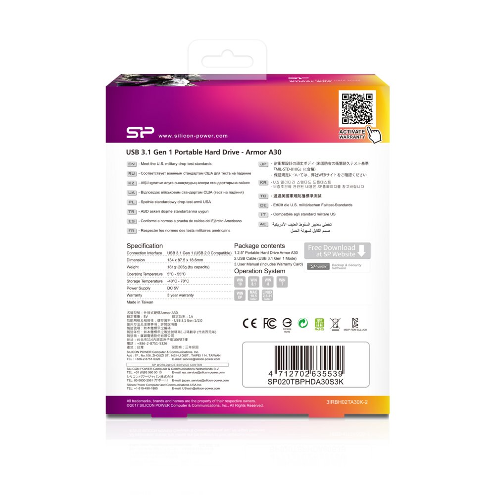 Silicon Power Armor A30 | 2TB Rugged Portable Hard Drive | Schokbestendig (MIL-STD-810G) | USB 3.2 Gen 1 (USB 3.0) | Zwart – 2 Silicon Power Armor A30 | 2TB Rugged Portable Hard Drive | Schokbestendig (MIL-STD-810G) | USB 3.2 Gen 1 (USB 3.0) | Zwart – 2