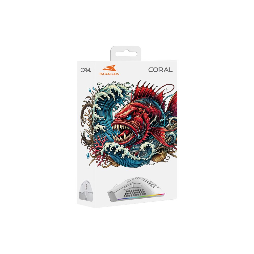 Baracuda CORAL RGB | Bedrade Gaming Muis | USB-A | 12800 DPI | Wit – 5