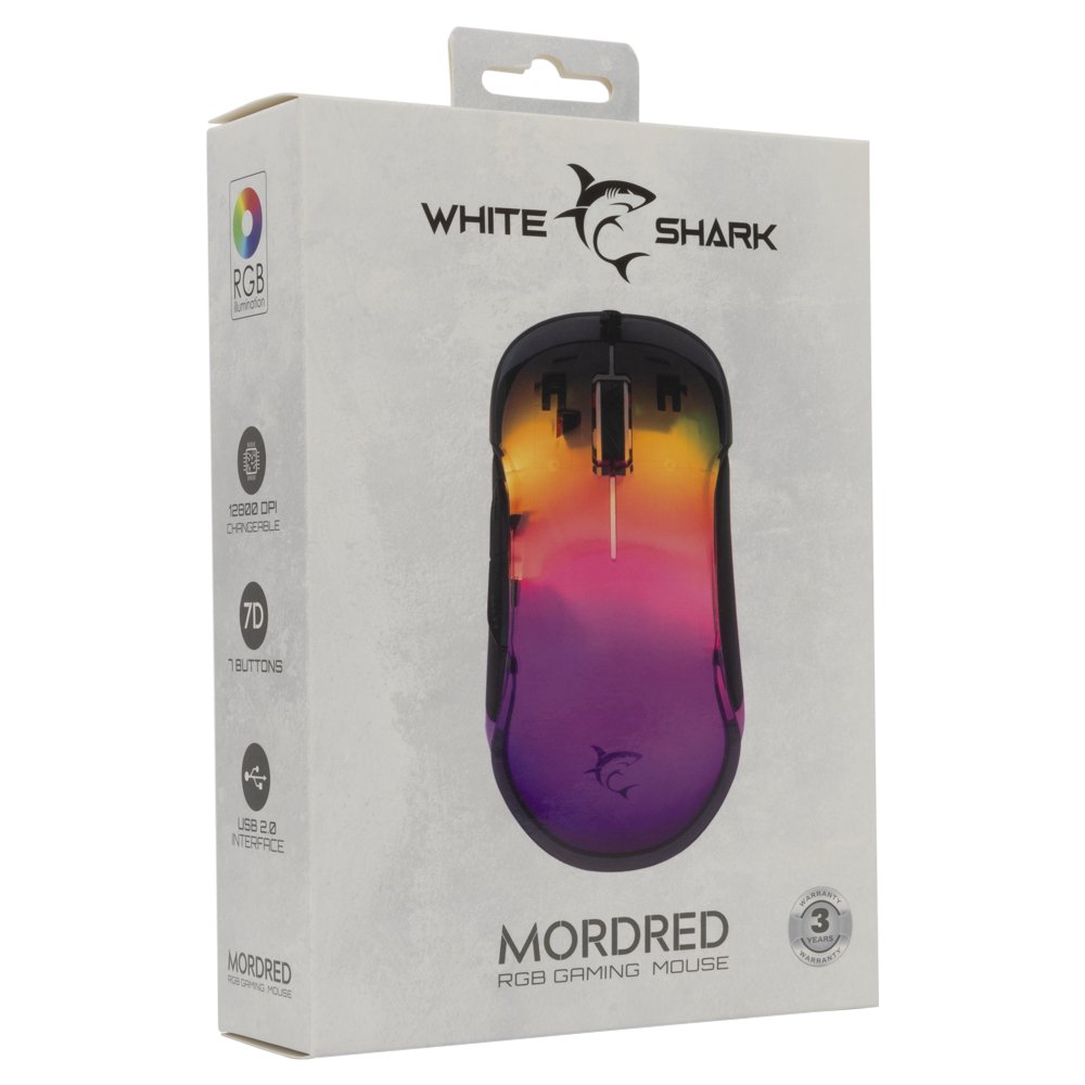 White Shark Mordred-B | Gaming Muis | 825 Chipset | RGB Verlichting | 12.800 DPI – 5 White Shark Mordred-B | Gaming Muis | 825 Chipset | RGB Verlichting | 12.800 DPI – 5