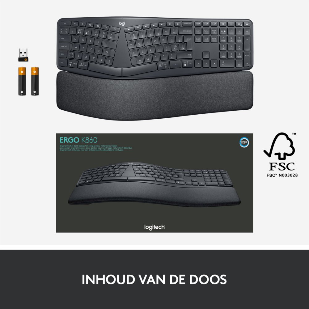 Logitech K860 Ergo | Draadloos Bluetooth Toetsenbord met Receiver | QWERTY – 7