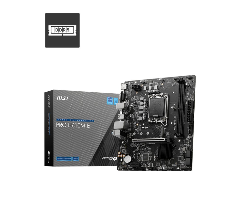 MSI PRO H610M-E | Socket LGA 1700 | Intel H610 | 4xDDR5 | Micro-ATX | Moederbord – 0 MSI PRO H610M-E | Socket LGA 1700 | Intel H610 | 4xDDR5 | Micro-ATX | Moederbord – 0