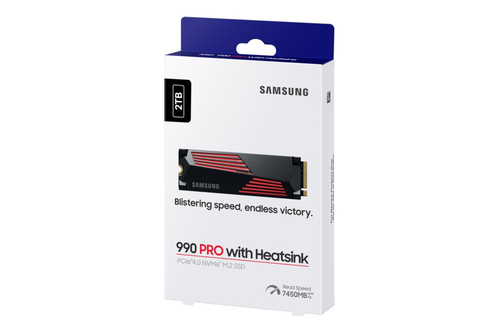 Samsung 990 PRO | 2TB NVMe SSD | M.2 Gen4 | 7.450 MB/s Lezen | 6.900 MB/s Schrijven | Heatsink – 3