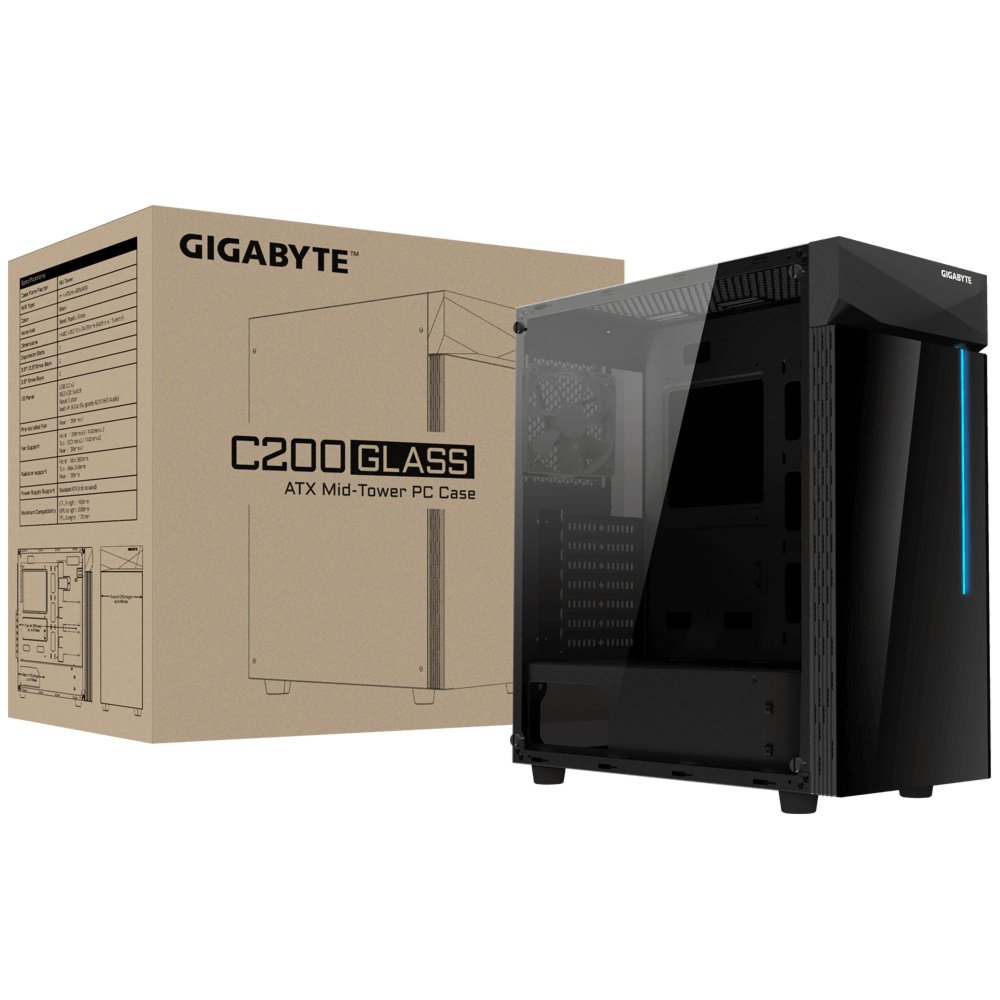 Gigabyte C200 | Midi Tower Behuizing | Zwart | ATX | RGB Verlicht Frontpaneel – 7 Gigabyte C200 | Midi Tower Behuizing | Zwart | ATX | RGB Verlicht Frontpaneel – 7
