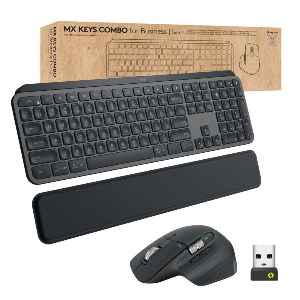 Logitech MX Keys Combo for Business Gen 2 | Draadloze Toetsenbord- en Muis-combo | RF / Bluetooth | QWERTY US International | Grafiet – 0 Logitech MX Keys Combo for Business Gen 2 | Draadloze Toetsenbord- en Muis-combo | RF / Bluetooth | QWERTY US International | Grafiet – 0