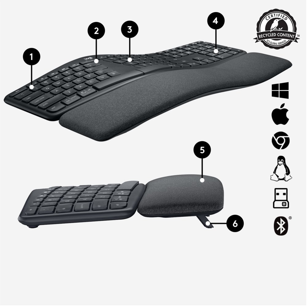 Logitech K860 Ergo | Draadloos Bluetooth Toetsenbord met Receiver | QWERTY – 9