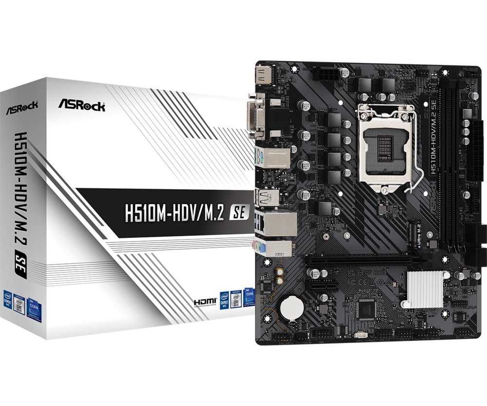 Asrock H510M-HDV/M.2 SE | Socket LGA 1200 | Intel H470 | 2xDDR4 | Micro-ATX | Moederbord – 1 Asrock H510M-HDV/M.2 SE | Socket LGA 1200 | Intel H470 | 2xDDR4 | Micro-ATX | Moederbord – 1