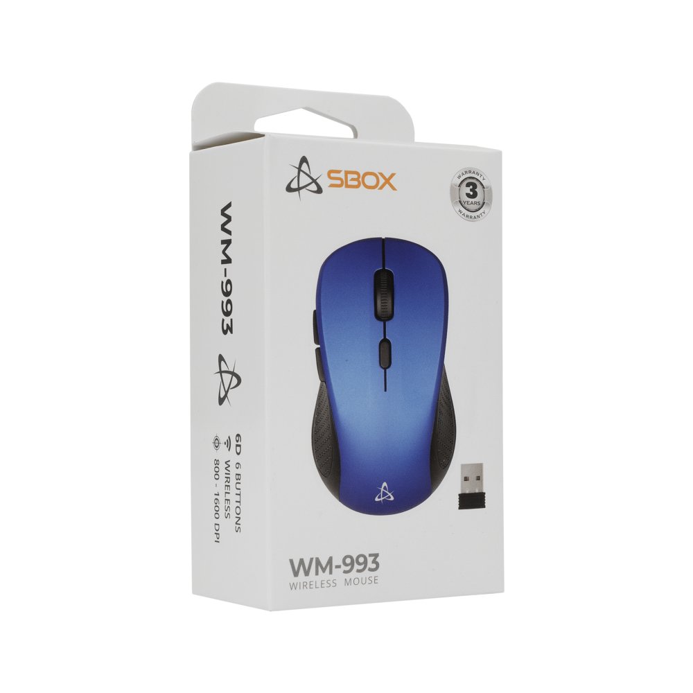SBOX WM-993BL | Draadloze Muis | Rechtshandig | RF | 1600 DPI | Blauw – 5 SBOX WM-993BL | Draadloze Muis | Rechtshandig | RF | 1600 DPI | Blauw – 5