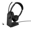 Jabra Evolve2 55 MS Stereo | Bluetooth & USB-A Headset | Met Oplaadhouder | Zwart | Voor Kantoor & Callcenter – 0