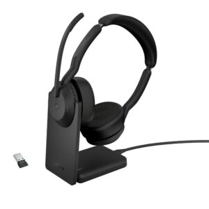 Jabra Evolve2 55 MS Stereo | Bluetooth & USB-A Headset | Met Oplaadhouder | Zwart | Voor Kantoor & Callcenter
